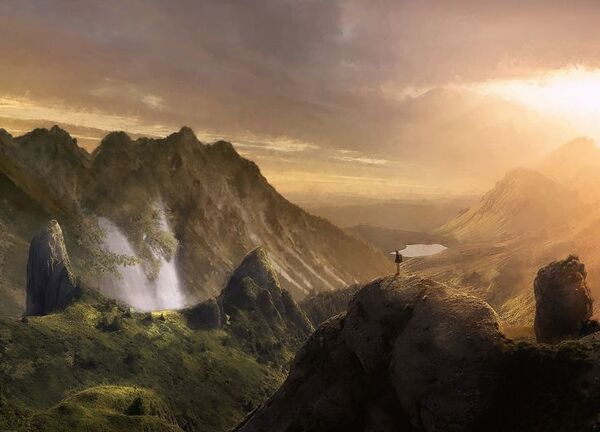 Gentle sand dunes under warm evening light